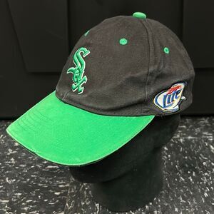 Chicago White Sox Ball Cap Hat Kick10 Pro Gear Black Green Miller Lite Adjustabl